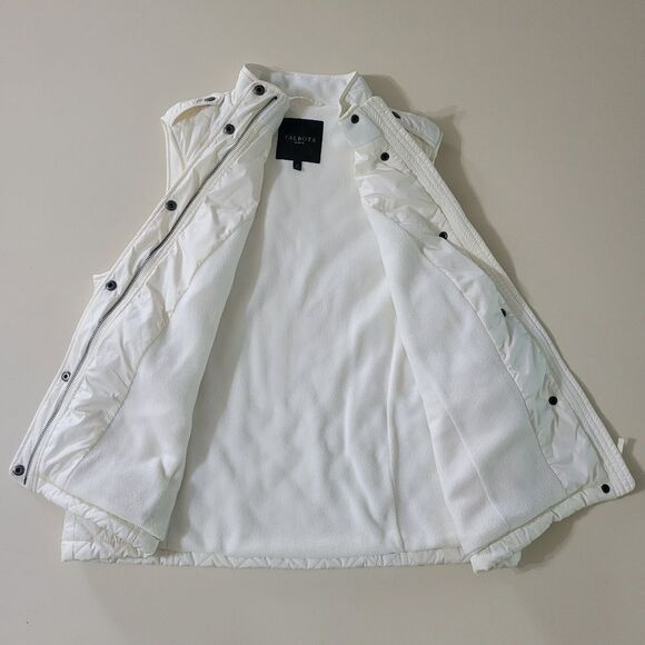 Talbots Ivory Quilted Fleece Lined White Zip Front Vest - Picture 9 of 13